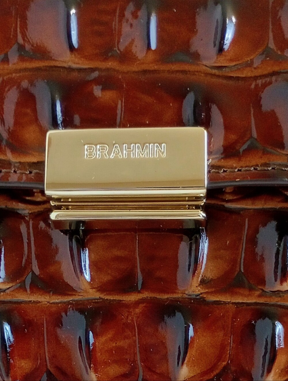 Brahmin Pecan Margo Crocodile Embossed Leather Crossbody Purse - Picture 4 of 13